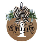 Initial Last Name Year Round Front Door Wreath, Welcome Sign Garland with Bow & Eucalyptus, Personalized Creative 26 Letter Farmhouse Wreath for All Seasons I