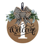 Initial Last Name Year Round Front Door Wreath, Welcome Sign Garland with Bow & Eucalyptus, Personalized Creative 26 Letter Farmhouse Wreath for All Seasons I