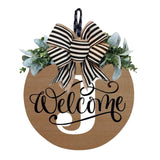 Initial Last Name Year Round Front Door Wreath, Welcome Sign Garland with Bow & Eucalyptus, Personalized Creative 26 Letter Farmhouse Wreath for All Seasons J