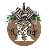 Initial Last Name Year Round Front Door Wreath, Welcome Sign Garland with Bow & Eucalyptus, Personalized Creative 26 Letter Farmhouse Wreath for All Seasons K