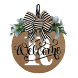 Initial Last Name Year Round Front Door Wreath, Welcome Sign Garland with Bow & Eucalyptus, Personalized Creative 26 Letter Farmhouse Wreath for All Seasons R