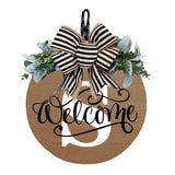 Initial Last Name Year Round Front Door Wreath, Welcome Sign Garland with Bow & Eucalyptus, Personalized Creative 26 Letter Farmhouse Wreath for All Seasons S