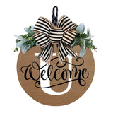 Initial Last Name Year Round Front Door Wreath, Welcome Sign Garland with Bow & Eucalyptus, Personalized Creative 26 Letter Farmhouse Wreath for All Seasons U