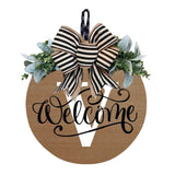 Initial Last Name Year Round Front Door Wreath, Welcome Sign Garland with Bow & Eucalyptus, Personalized Creative 26 Letter Farmhouse Wreath for All Seasons V