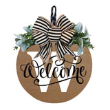 Initial Last Name Year Round Front Door Wreath, Welcome Sign Garland with Bow & Eucalyptus, Personalized Creative 26 Letter Farmhouse Wreath for All Seasons W