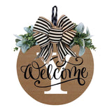 Initial Last Name Year Round Front Door Wreath, Welcome Sign Garland with Bow & Eucalyptus, Personalized Creative 26 Letter Farmhouse Wreath for All Seasons Y