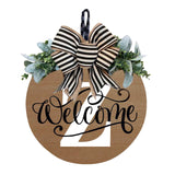 Initial Last Name Year Round Front Door Wreath, Welcome Sign Garland with Bow & Eucalyptus, Personalized Creative 26 Letter Farmhouse Wreath for All Seasons Z