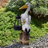 Pelican Garden Statue with Solar Lantern Pelican Solar Light for Outside Decor Sculptures & Statues Lights for Lawn Decor C - Side View