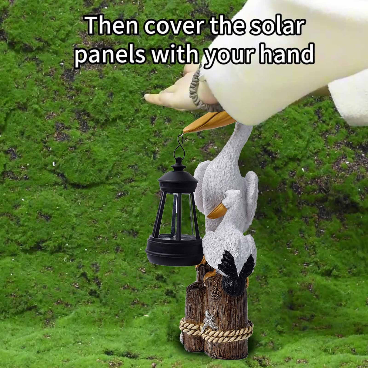Pelican Garden Statue with Solar Lantern Pelican Solar Light for Outside Decor Sculptures & Statues Lights for Lawn Decor C
