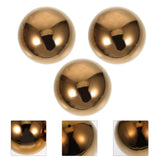 3pcs Golden Stainless Steel Hollow Spheres Reflective Garden Ornaments Outdoor Yard Decor