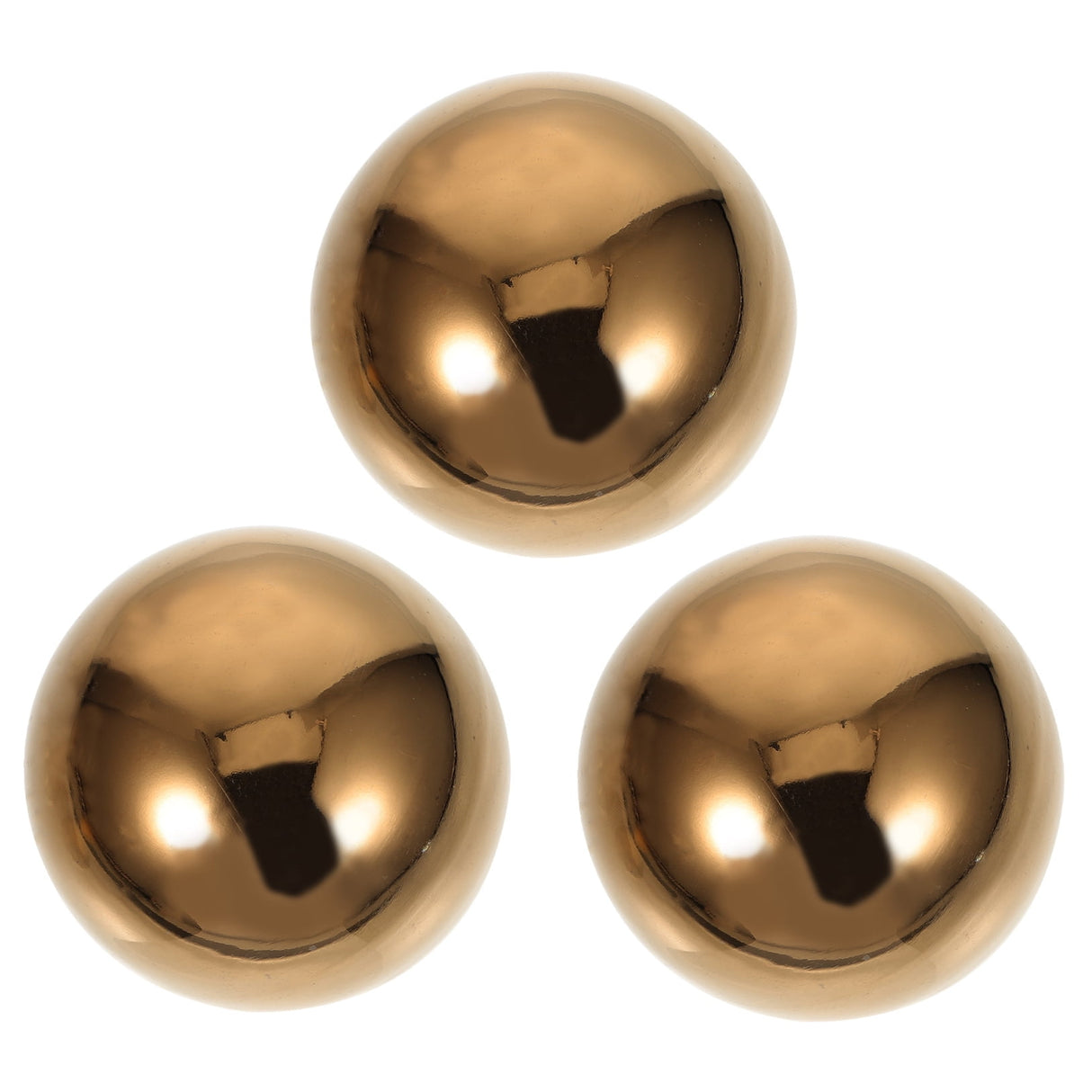 3pcs Golden Stainless Steel Hollow Spheres Reflective Garden Ornaments Outdoor Yard Decor