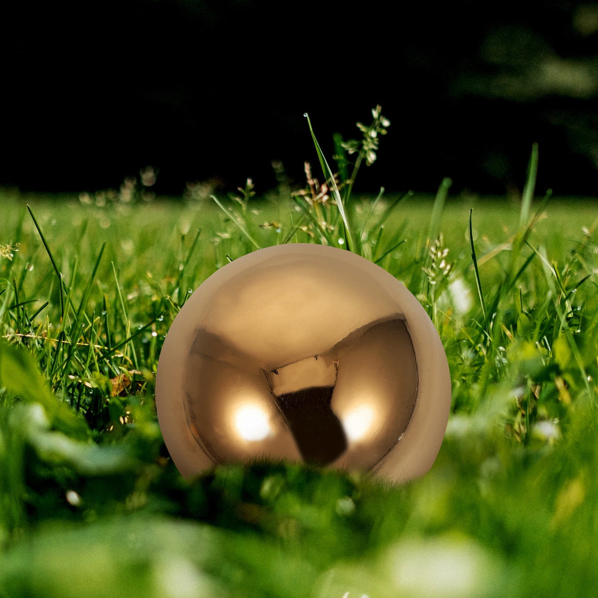 3pcs Golden Stainless Steel Hollow Spheres Reflective Garden Ornaments Outdoor Yard Decor