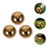 3pcs Golden Stainless Steel Hollow Spheres Reflective Garden Ornaments Outdoor Yard Decor