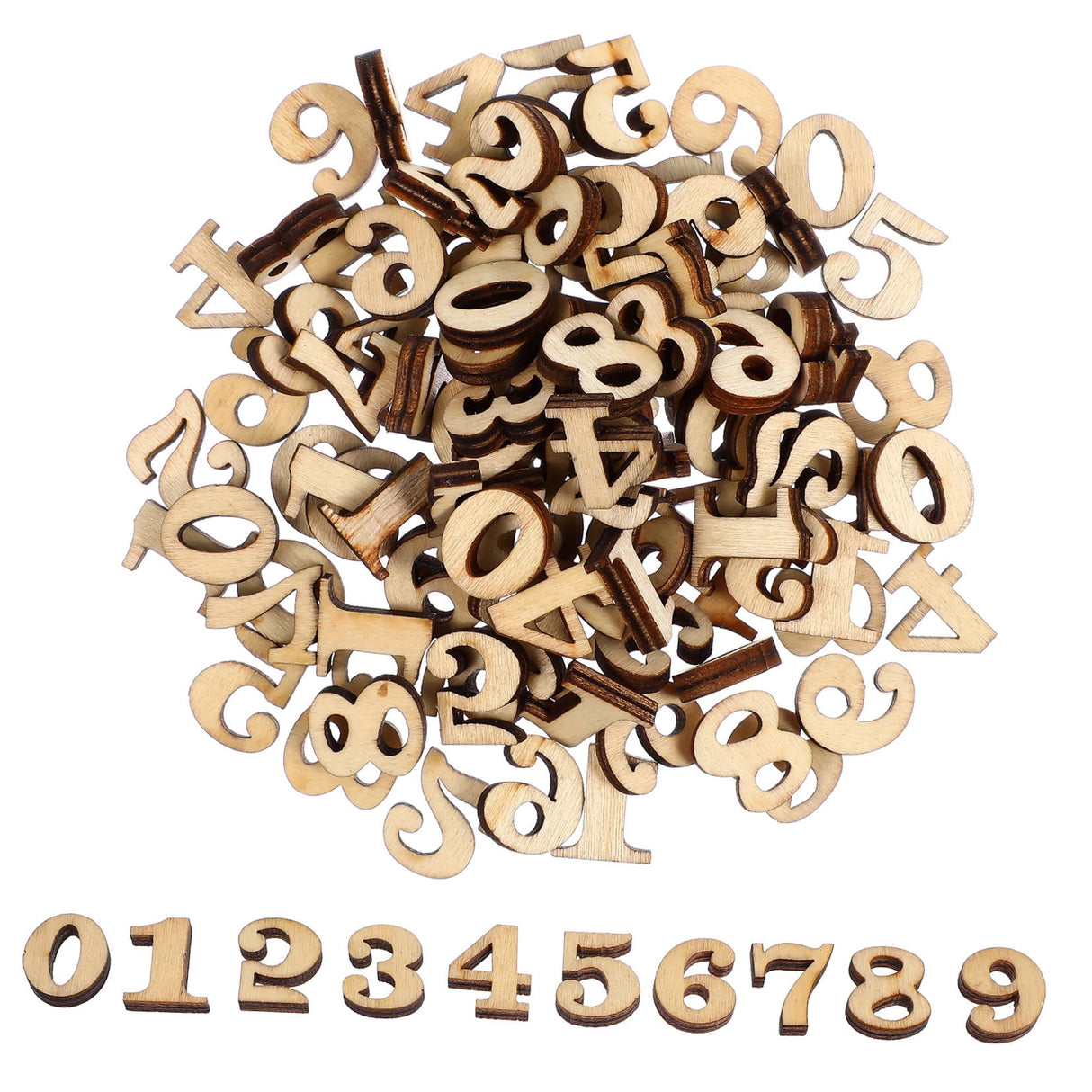 Unfinished Light Brown Wooden Numbers for Crafts and Home Decor Natural Material Art Supplies