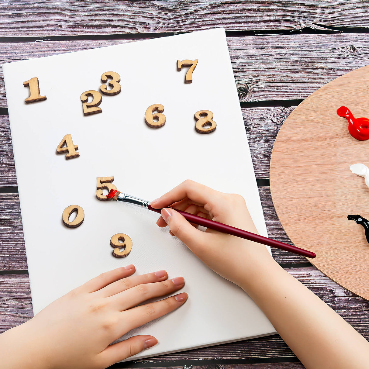 Unfinished Light Brown Wooden Numbers for Crafts and Home Decor Natural Material Art Supplies