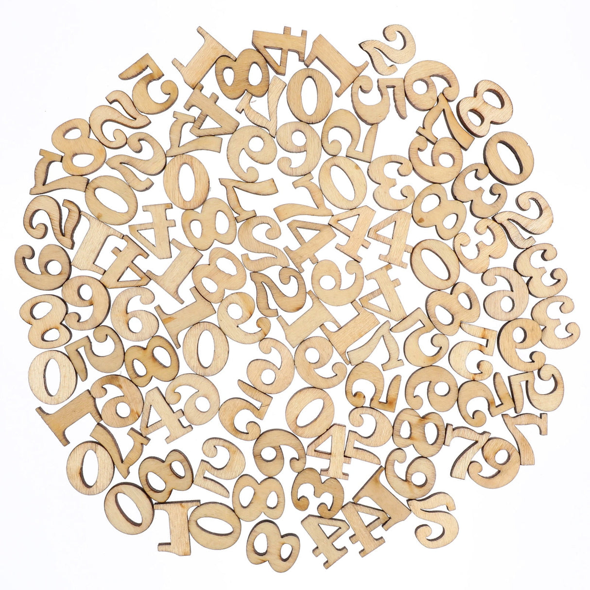 Unfinished Light Brown Wooden Numbers for Crafts and Home Decor Natural Material Art Supplies