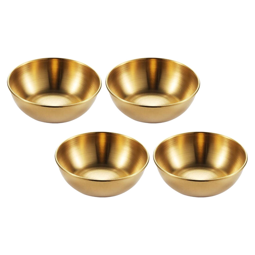 4-Piece Golden Dipping Sauce Dishes Set for Home and Restaurant Use, and Stylish Serving Bowls