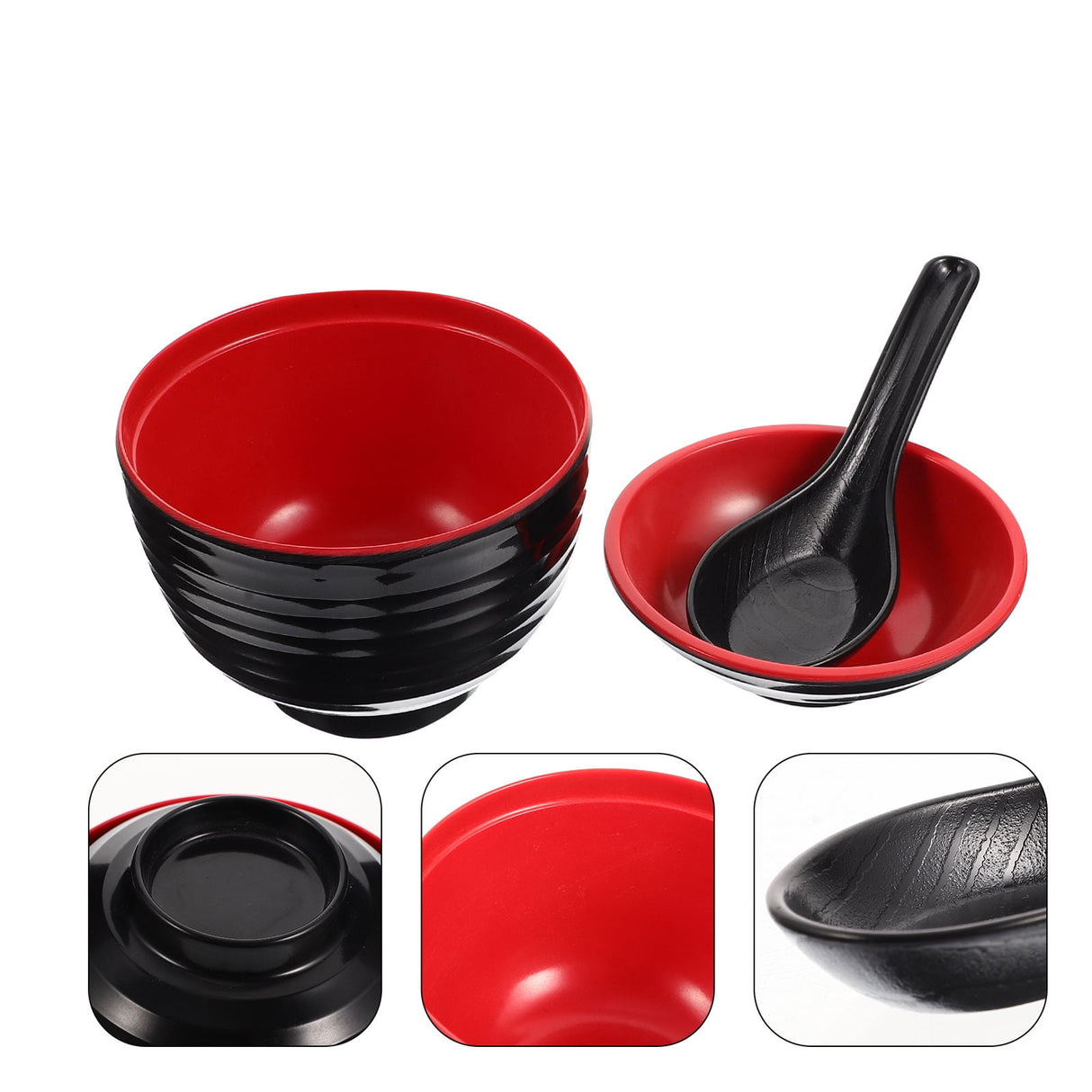 Traditional Japanese Miso Soup Bowl Set, Round Black Ceramic, 10x10x9.5cm, Perfect for Authentic Asian Cuisine
