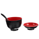 Traditional Japanese Miso Soup Bowl Set, Round Black Ceramic, 10x10x9.5cm, Perfect for Authentic Asian Cuisine - Side View