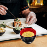 Traditional Japanese Miso Soup Bowl Set, Round Black Ceramic, 10x10x9.5cm, Perfect for Authentic Asian Cuisine