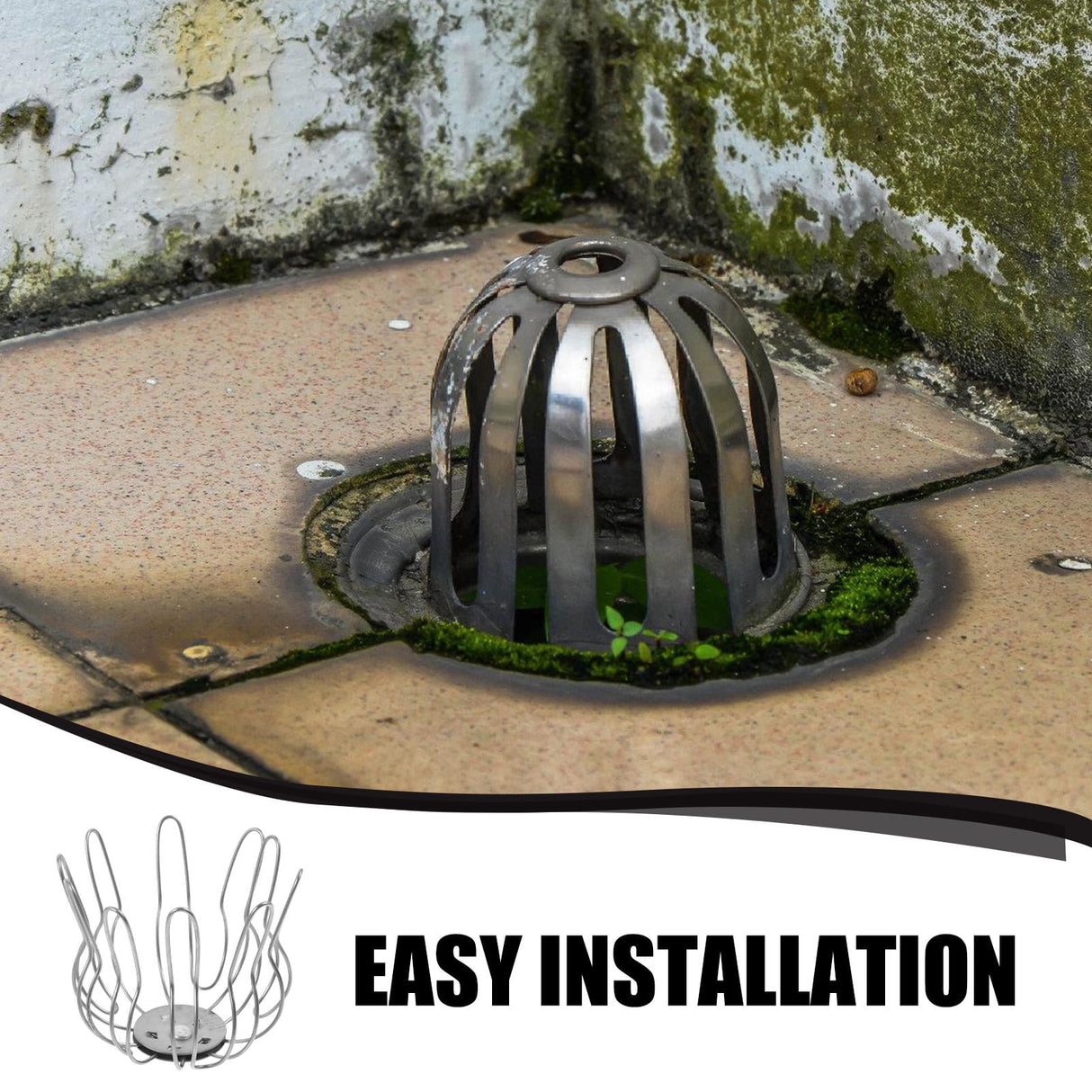Outdoor Drain Leaf Guard Stainless Steel Silver 1Set 3.93X3.93X3.34In