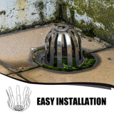 Outdoor Drain Leaf Guard Stainless Steel Silver 1Set 3.93X3.93X3.34In - Close-Up Angle