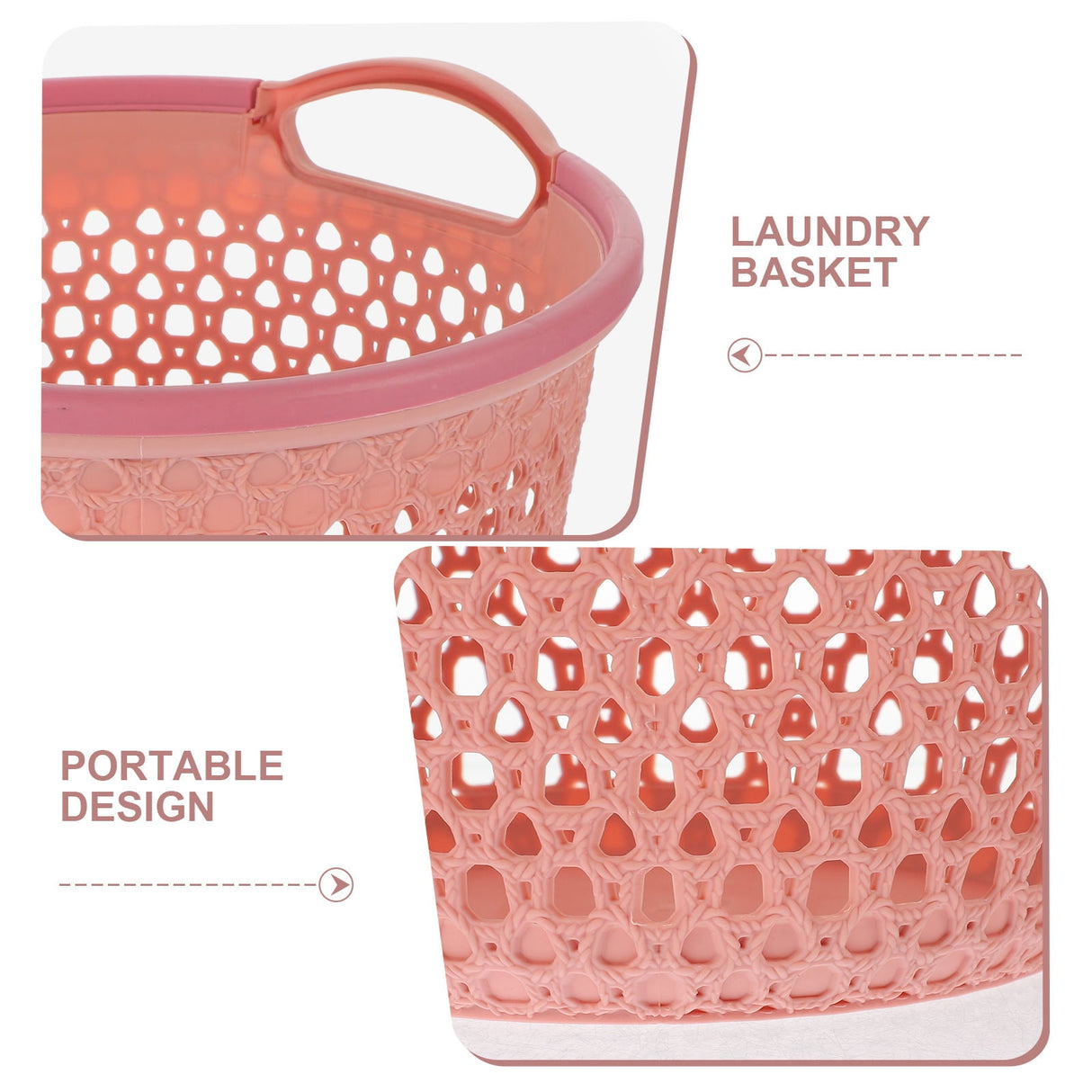 1Pcs Portable Laundry Basket Pink Hollow Laundry Management with Handle PP