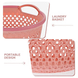 1Pcs Portable Laundry Basket Pink Hollow Laundry Management with Handle PP - Low Angle