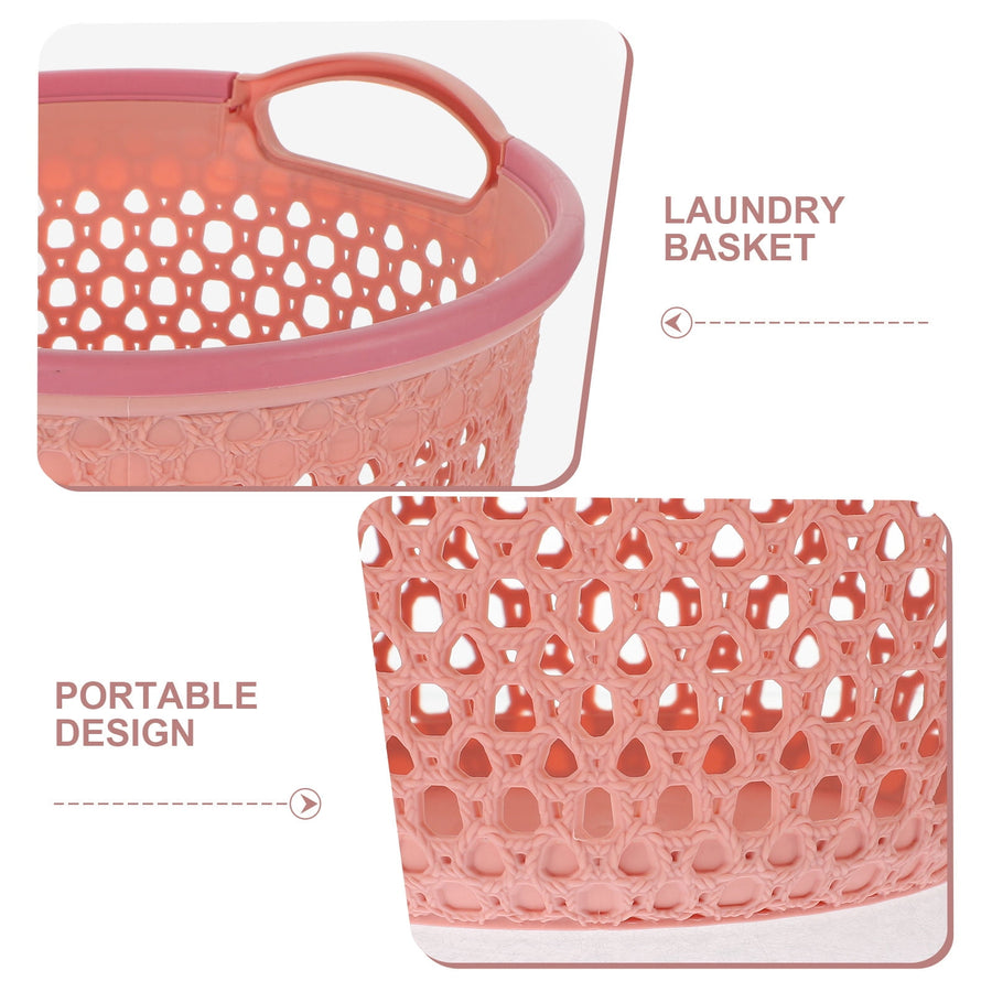 1Pcs Portable Laundry Basket Pink Hollow Laundry Management with Handle PP
