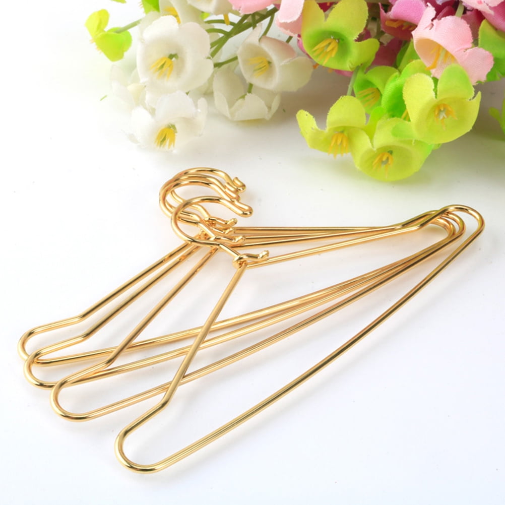 Small Hanger Shape 10 Pcs Metal Clothes Hangers Carbon Steel for Childrens Doll Clothes DIY Toy Use
