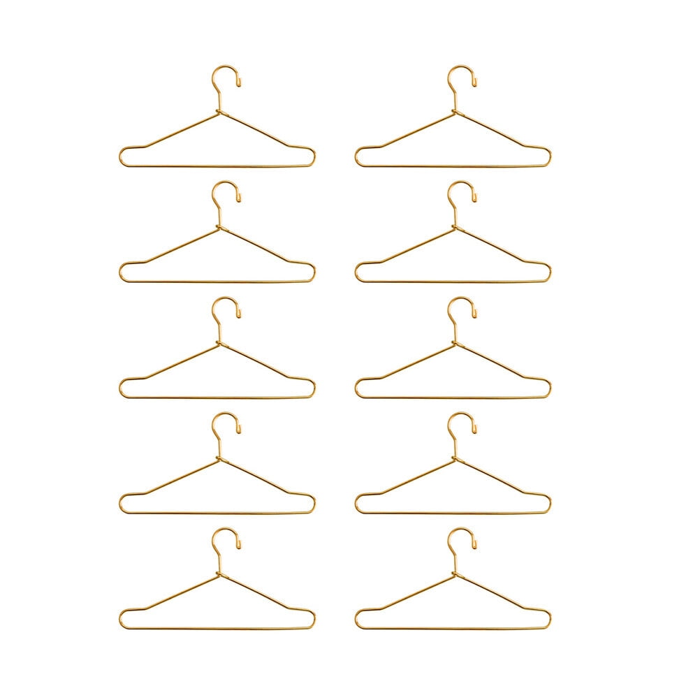 Small Hanger Shape 10 Pcs Metal Clothes Hangers Carbon Steel for Childrens Doll Clothes DIY Toy Use