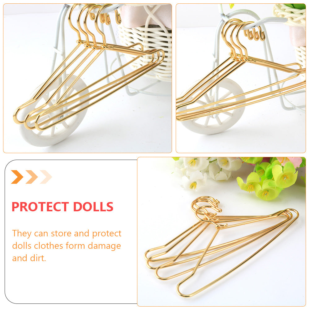 Small Hanger Shape 10 Pcs Metal Clothes Hangers Carbon Steel for Childrens Doll Clothes DIY Toy Use