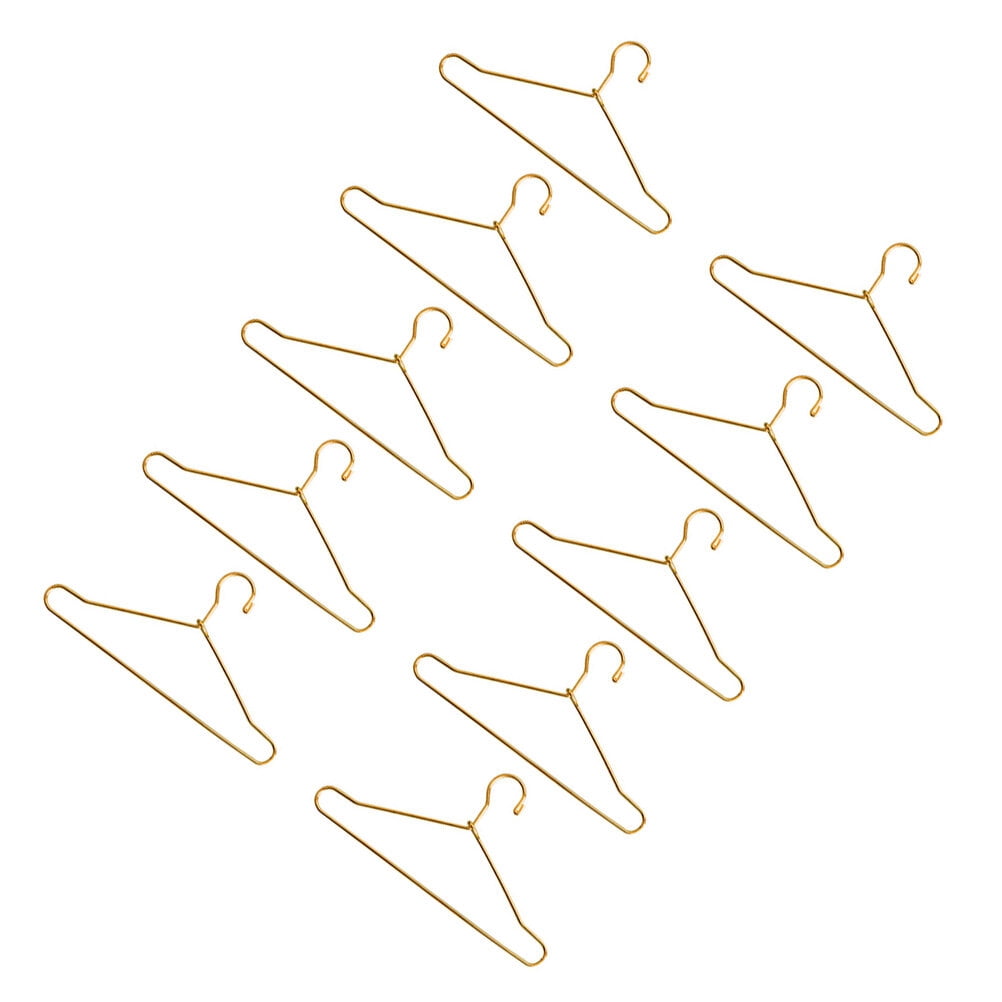 Small Hanger Shape 10 Pcs Metal Clothes Hangers Carbon Steel for Childrens Doll Clothes DIY Toy Use