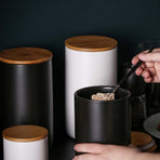 Ceramic Airtight Canister Set for Kitchen Storage, Spice Jars Container for Household Pantry Organization