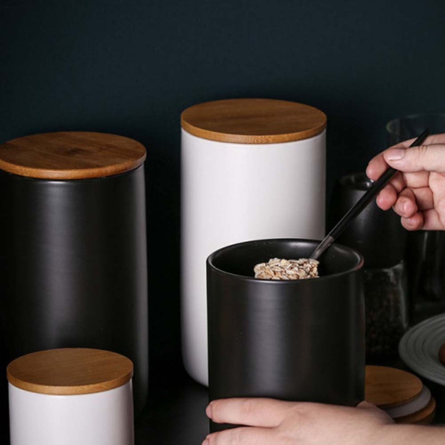 Ceramic Airtight Canister Set for Kitchen Storage, Spice Jars Container for Household Pantry Organization