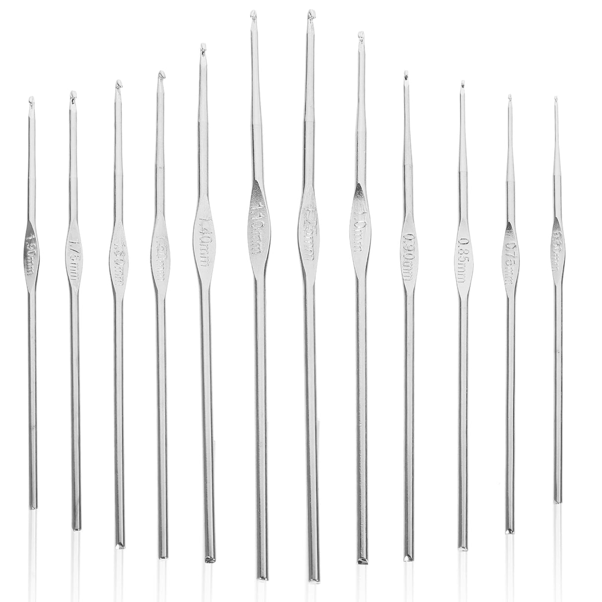 3-Pack Lightweight Stainless Steel Crochet Hooks for Knitting, Sewing, and Hand Crafting Supplies