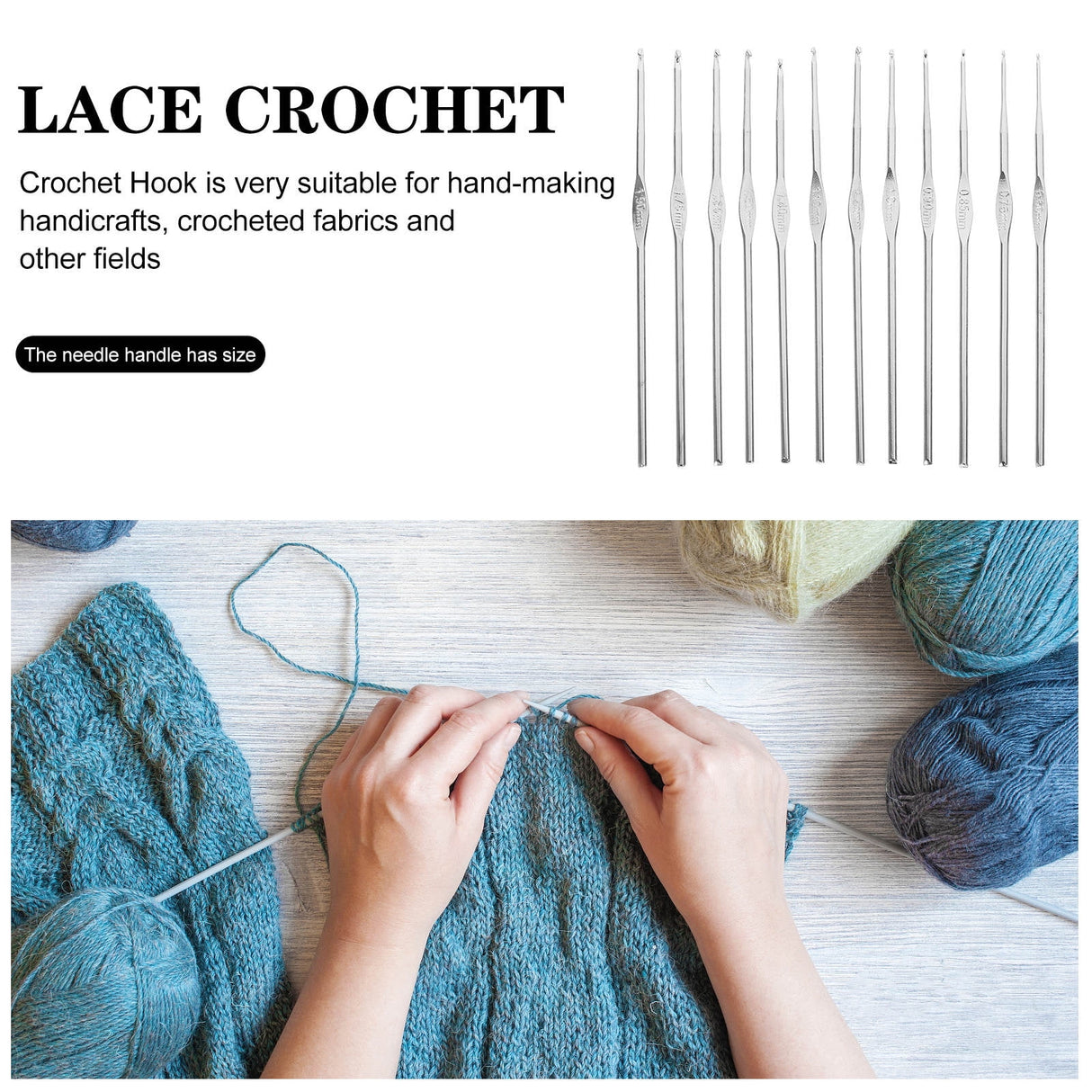 3-Pack Lightweight Stainless Steel Crochet Hooks for Knitting, Sewing, and Hand Crafting Supplies