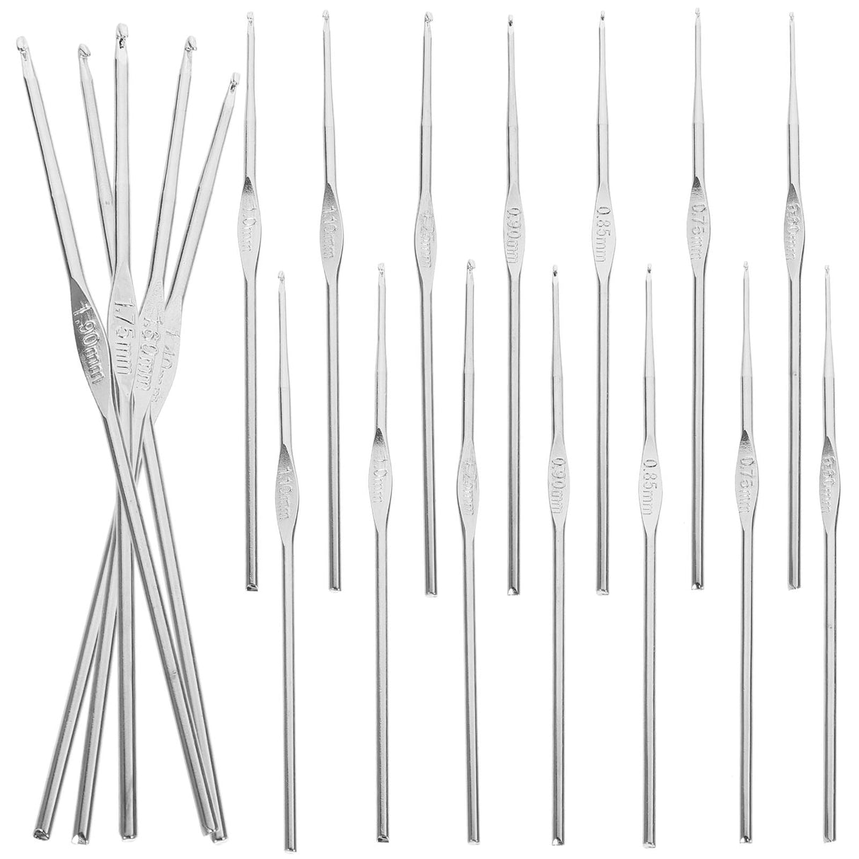 3-Pack Lightweight Stainless Steel Crochet Hooks for Knitting, Sewing, and Hand Crafting Supplies