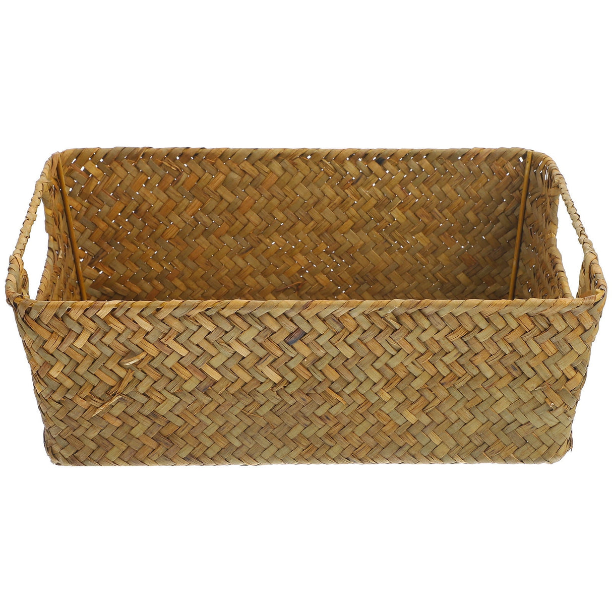 Handwoven Light Brown Straw Basket for Home Storage, Organization and Decorative Use