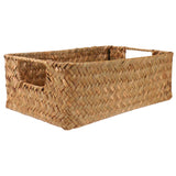 Handwoven Light Brown Straw Basket for Home Storage, Organization and Decorative Use - 45-Degree Angle
