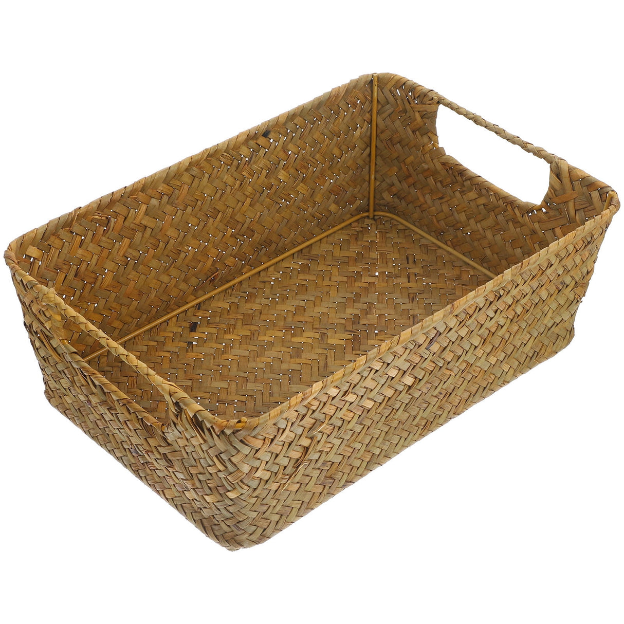 Handwoven Light Brown Straw Basket for Home Storage, Organization and Decorative Use