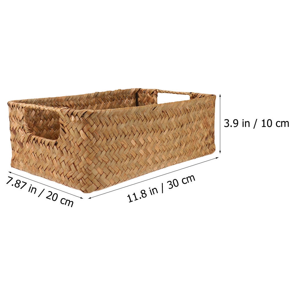 Handwoven Light Brown Straw Basket for Home Storage, Organization and Decorative Use