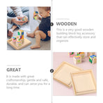 4-Piece Khaki Wood Puzzle Organizer Set - Storage Boxes for Kids Building Blocks and Toy Storage