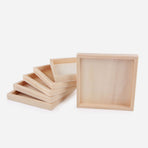 4-Piece Khaki Wood Puzzle Organizer Set - Storage Boxes for Kids Building Blocks and Toy Storage