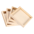 4-Piece Khaki Wood Puzzle Organizer Set - Storage Boxes for Kids Building Blocks and Toy Storage