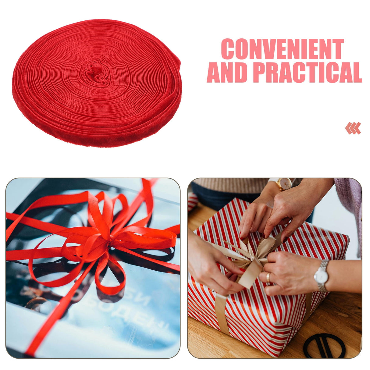 Red Thin Craft Ribbon 1 Roll for Bows, Wrapping, Decorations, Special Occasions and Crafts