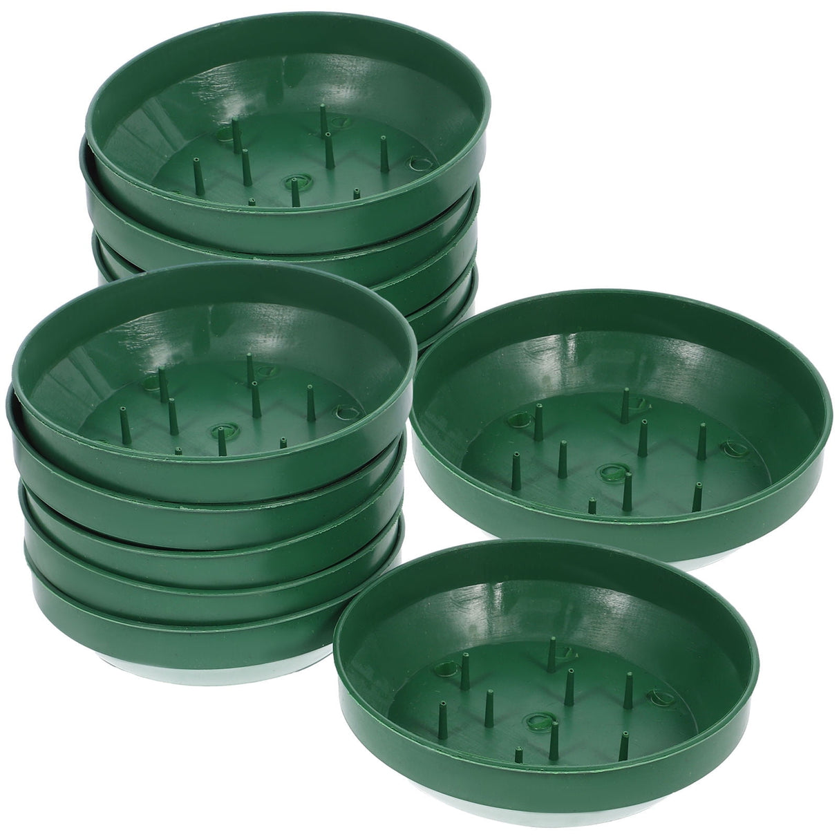Green Plastic Flower Arrangement Plates 5.7 x 5.7 x 1.6 Inches Floral Craft Supplies for Decorations