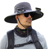 Solar Fan Hat Wide Brim Solar Fan Hat Outdoor Wide Brim Sun Hat with Solar Fan Fishing Hat, Removable & USB Charging Fan A-Dark Gray