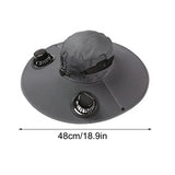 Solar Fan Hat Wide Brim Solar Fan Hat Outdoor Wide Brim Sun Hat with Solar Fan Fishing Hat, Removable & USB Charging Fan B-Dark Gray