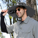 Solar Fan Hat Wide Brim Solar Fan Hat Outdoor Wide Brim Sun Hat with Solar Fan Fishing Hat, Removable & USB Charging Fan B-Dark Gray